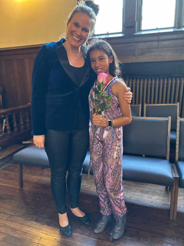 Teacher and girl photo