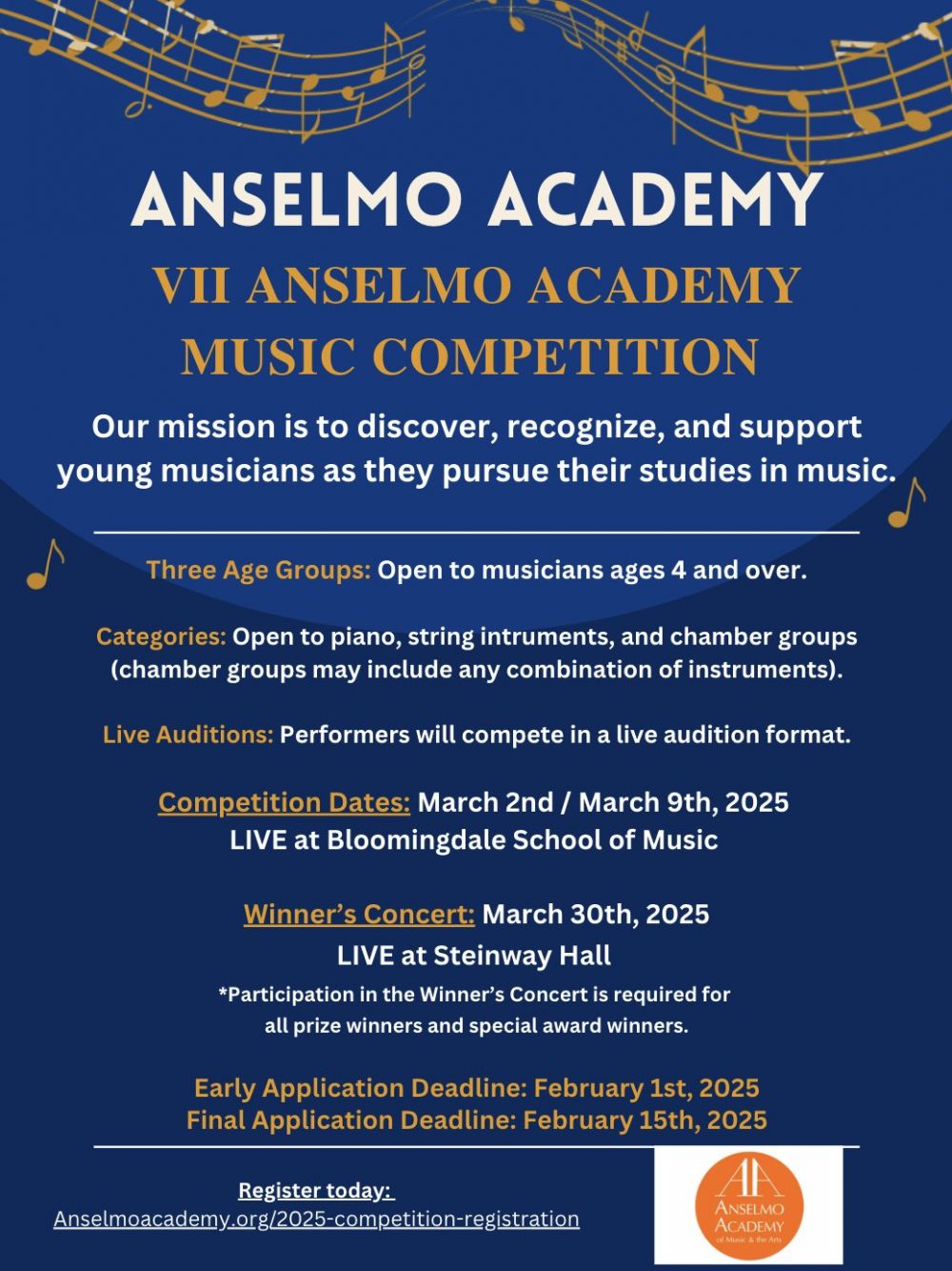 VII ANSELMO ACADEMY MUSIC COMPETITION INFORMATION